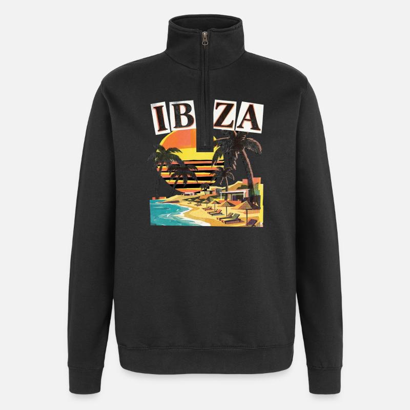 Ibiza Urlaub - Quarter-Zip-Sweatshirt - Schwarz