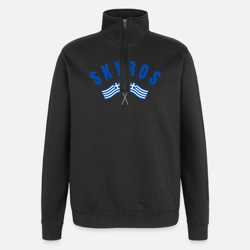 Drapeaux croisés grecs de Skyros - Sweat à zip 1/4 - noir
