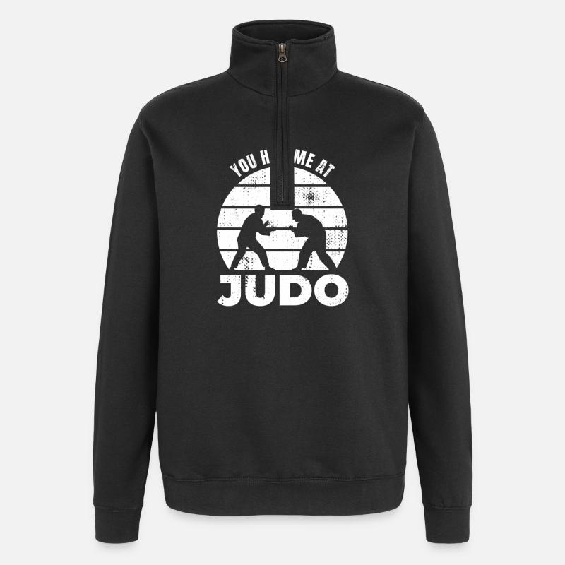 Tu m’as eu en judo - Sweat à zip 1/4 - noir