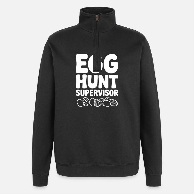 egg_hunt_supervisor_white - Sweat à zip 1/4 - noir