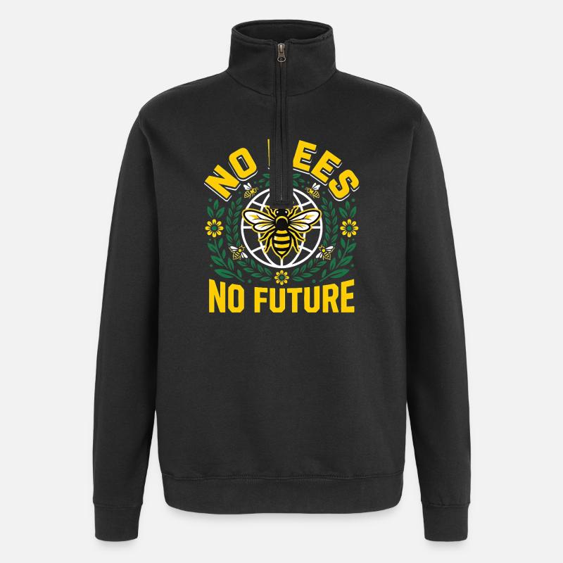 Sauvez les abeilles - Déclaration environnementale rétro - Sweat à zip 1/4 - noir