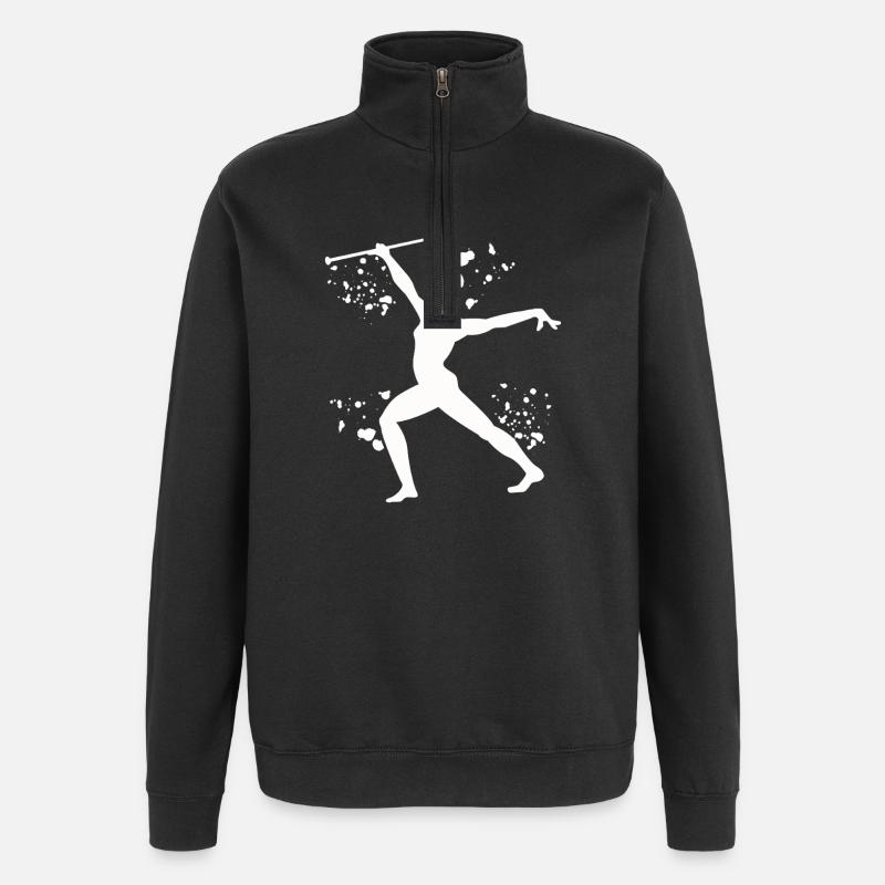 Gymnast with baton rhythmic gymnastics - Quarter-Zip Sweatshirt - black
