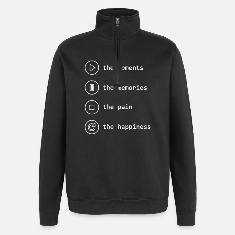 Pleine conscience, moments, souvenirs, bonheur - Sweat à zip 1/4 - noir
