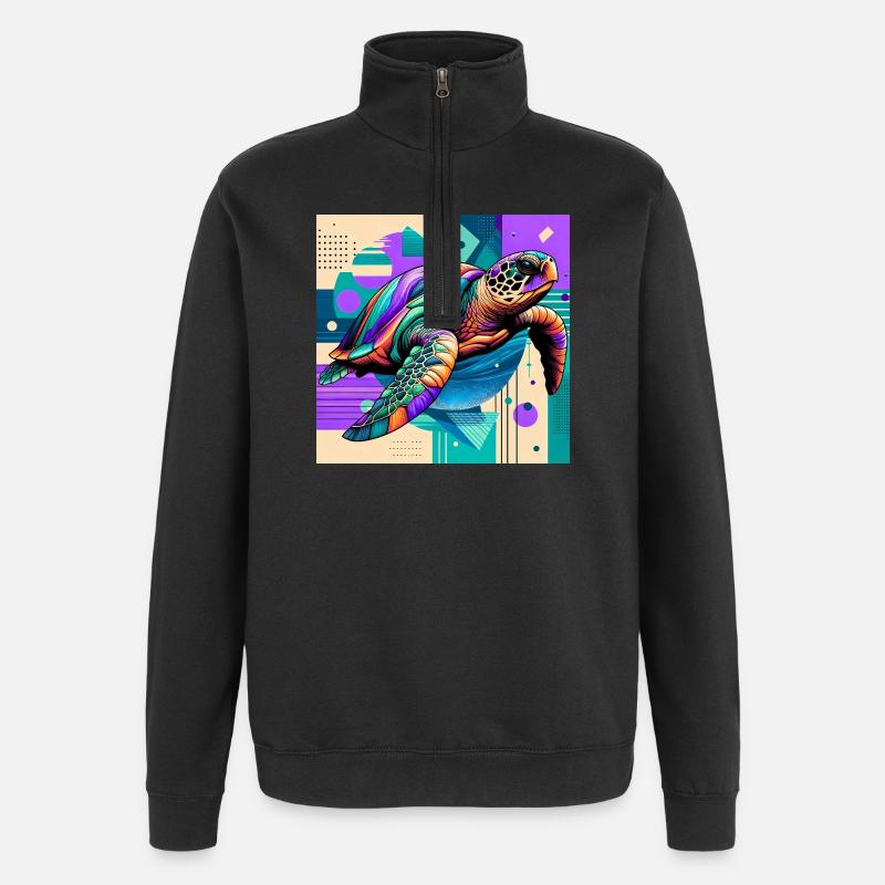 Schildkröte - Quarter-Zip-Sweatshirt - Schwarz