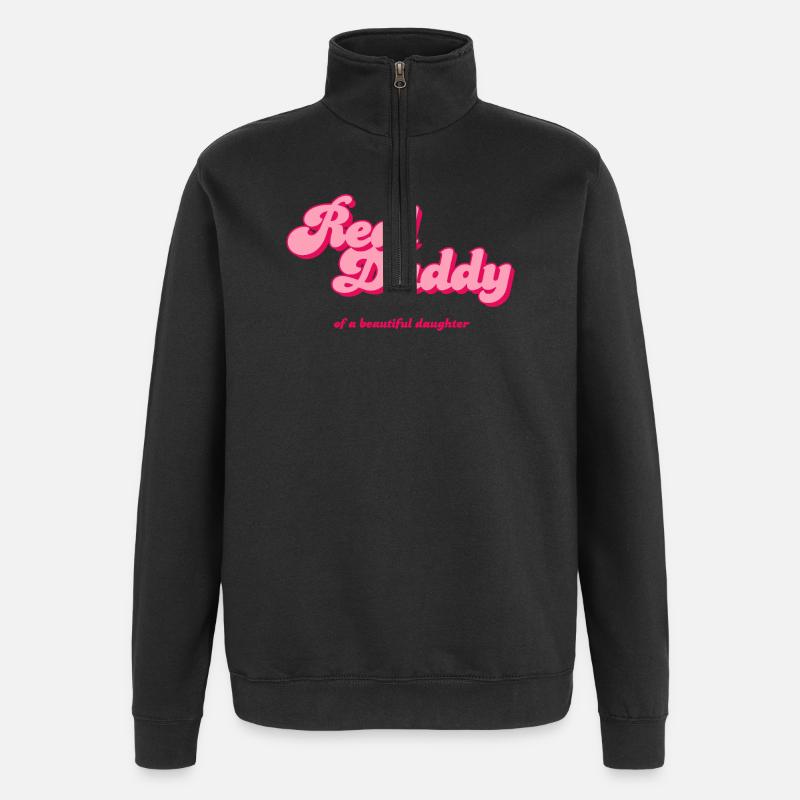 Real Daddy Pink Script Print - Quarter-Zip Sweatshirt - black