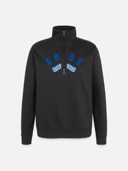 Chios Croisé des drapeaux grecs - Sweat à zip 1/4 - noir