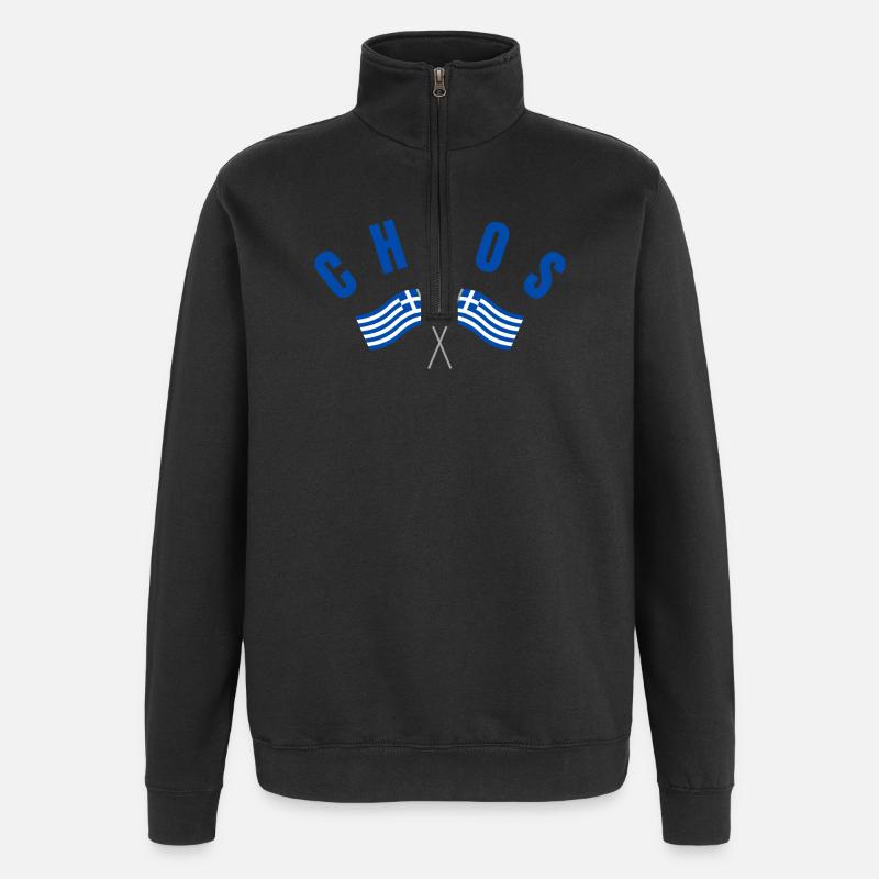Chios-kreuzte griechische Flaggen - Quarter-Zip-Sweatshirt - Schwarz