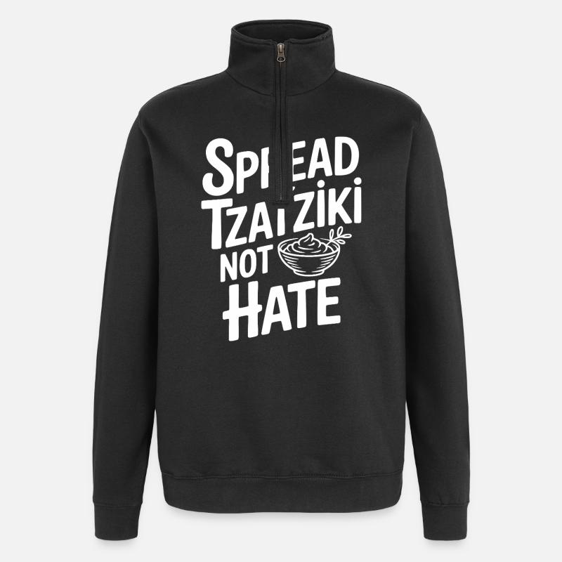 Diffusez Tzatziki, Pas la Haine - Sweat à zip 1/4 - noir