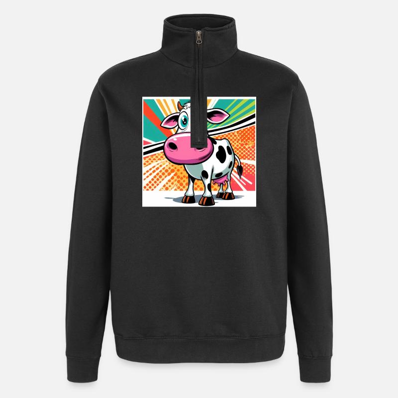 Kuh - Quarter-Zip-Sweatshirt - Schwarz