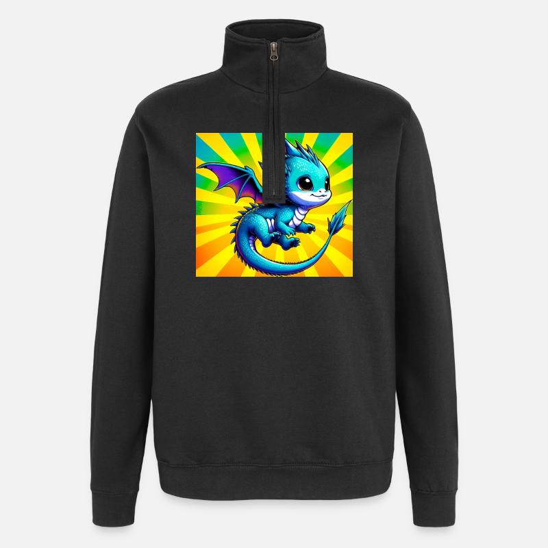 Drache - Quarter-Zip-Sweatshirt - Schwarz