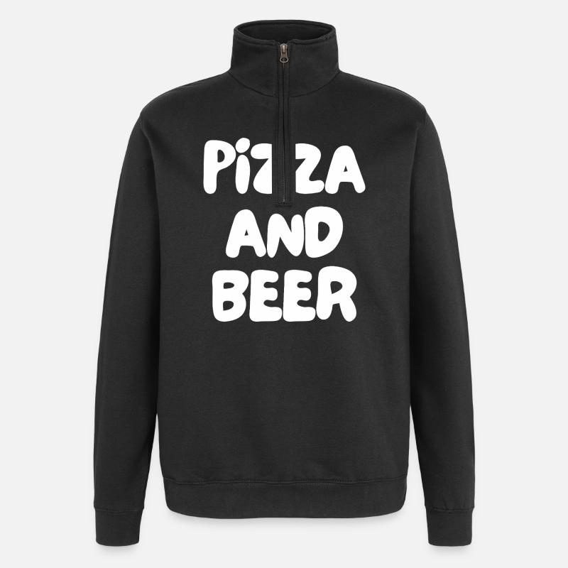 pizza et bière - Sweat à zip 1/4 - noir