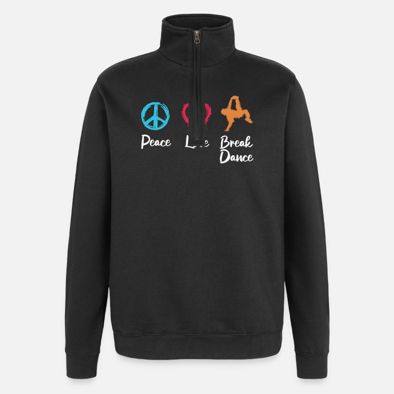 Breakdance Paix Amour - Sweat à zip 1/4 - noir