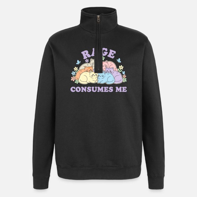 Pastel Cats Cuddly Cloud - Quarter-Zip Sweatshirt - black