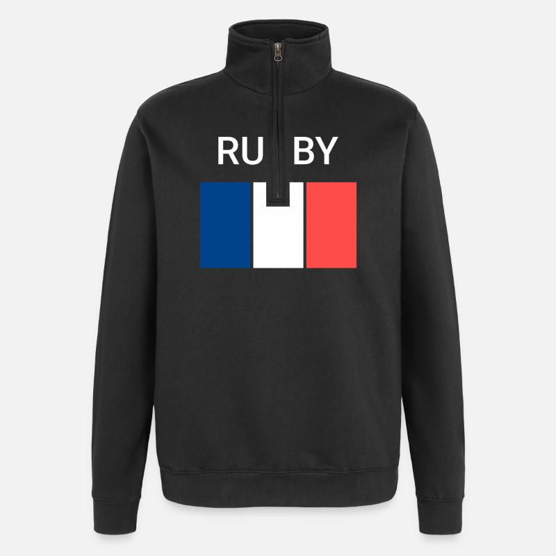Rugby Frankreich - Quarter-Zip-Sweatshirt - Schwarz