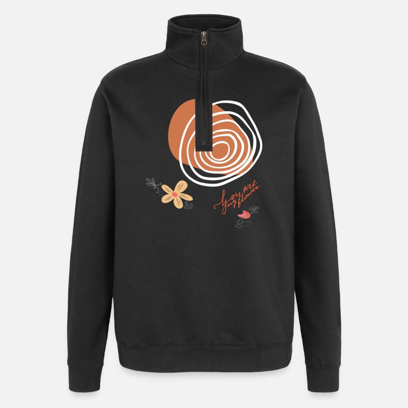 Fleurs et Cercles - Sweat à zip 1/4 - noir