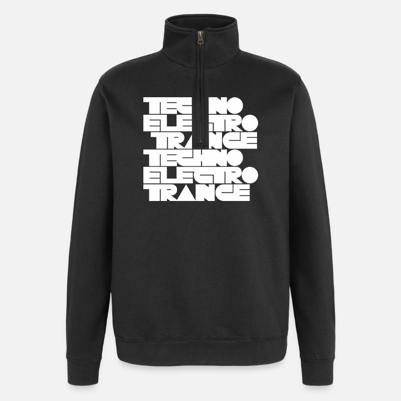 Musique techno électro trance - Sweat à zip 1/4 - noir