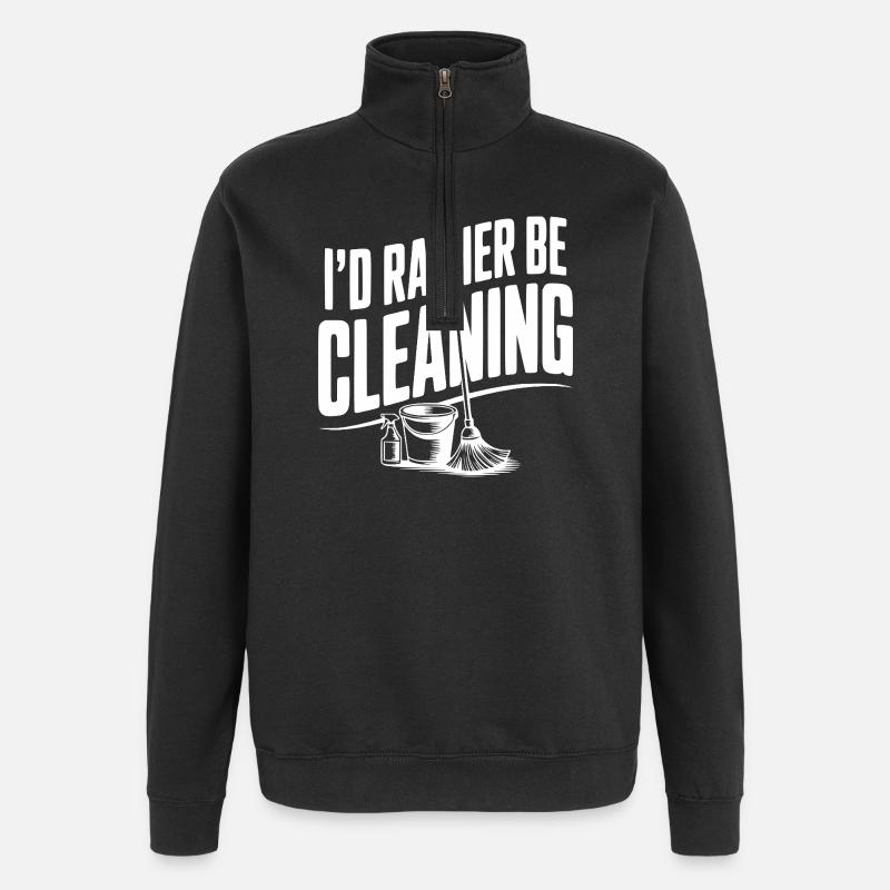 Je préfère nettoyer - Sweat à zip 1/4 - noir