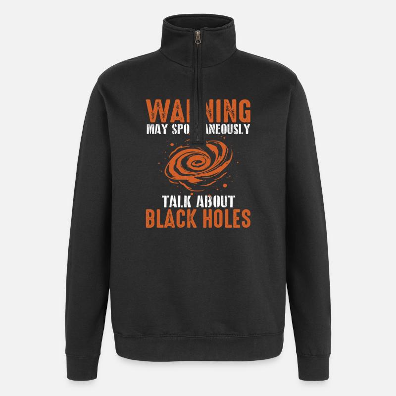 Avertissement : Parlez des trous noirs - Sweat à zip 1/4 - noir