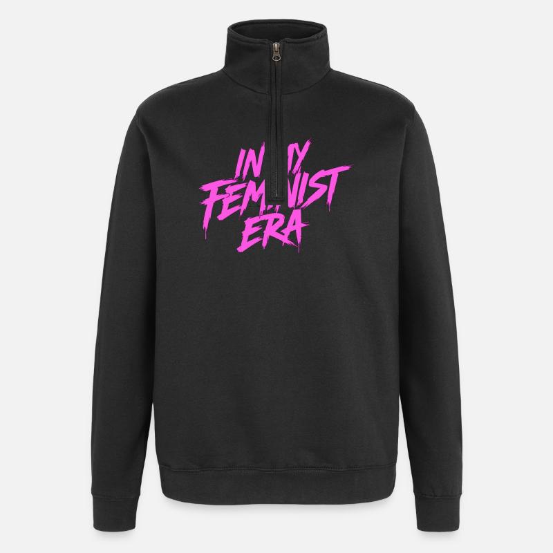 À mon époque féministe, le rose - Sweat à zip 1/4 - noir
