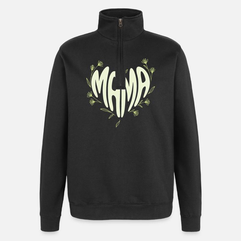 Mama Blütenherz - Quarter-Zip-Sweatshirt - Schwarz
