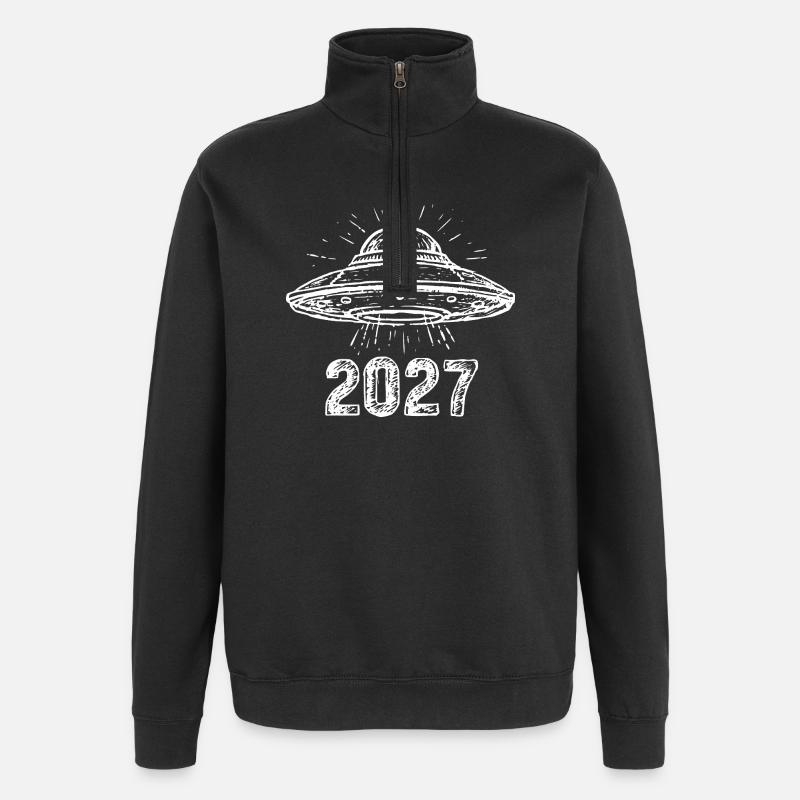 Vaisseau spatial blanc - Sweat à zip 1/4 - noir