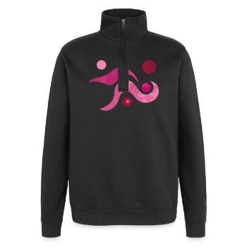 Yoga design_52 - Sweat à zip 1/4 - noir - Devant - AI Model Female 172 light (172cm) & AI Model Male 178 dark (178cm)