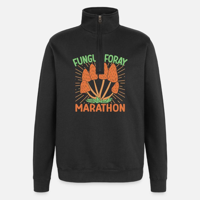 Marathon de champignons chasseur de champignons - Sweat à zip 1/4 - noir