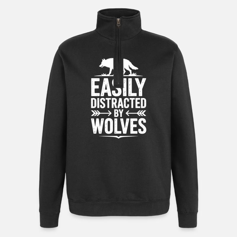 Wolf Sprüche Wölfe Lustiges Wolf Geschenk - Quarter-Zip-Sweatshirt - Schwarz