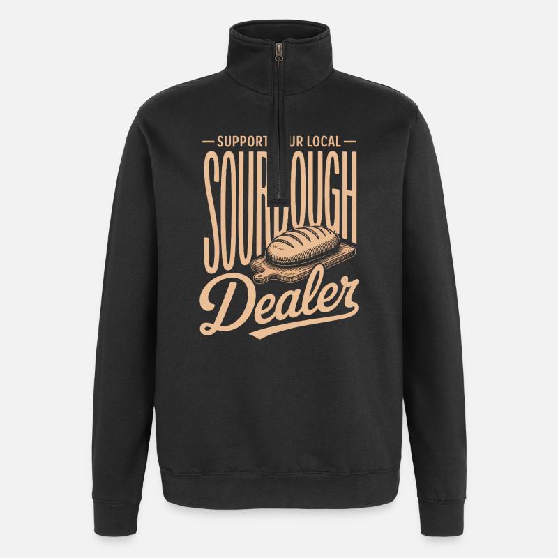 Lokaler Support für Sauerteighändler - Quarter-Zip-Sweatshirt - Schwarz