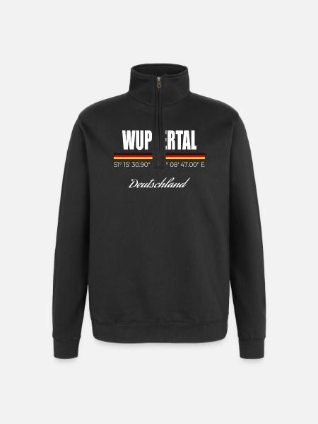 Wuppertal - Quarter-Zip-Sweatshirt - Schwarz