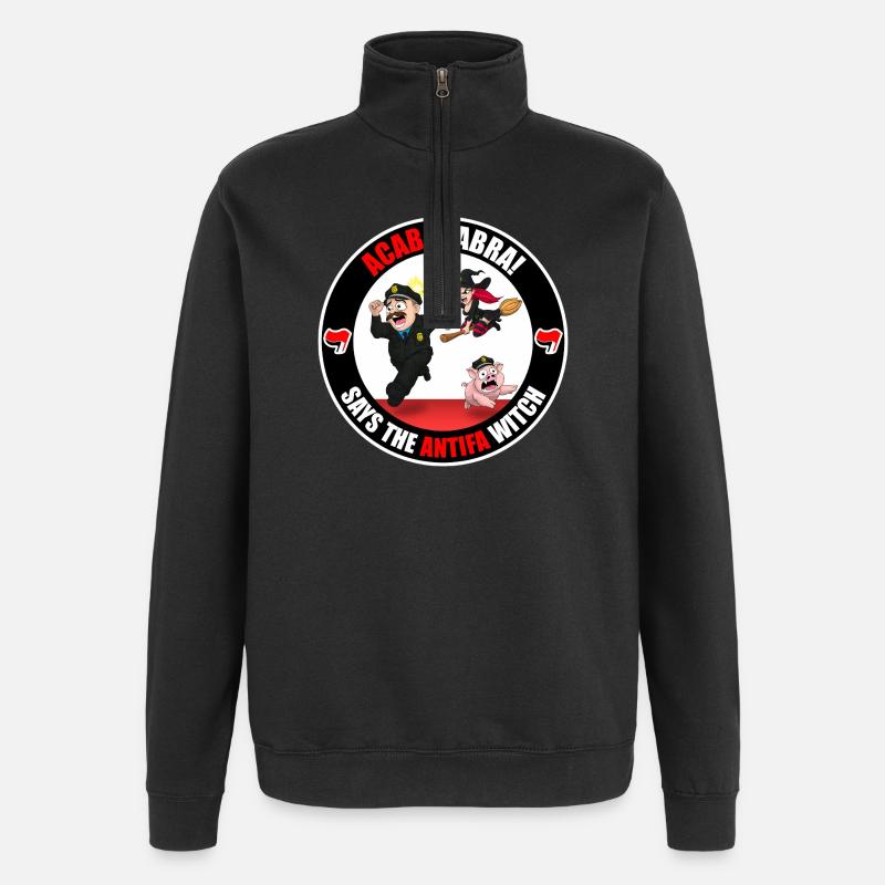 Die Antifa-Hexe – Polizei - Quarter-Zip-Sweatshirt - Schwarz