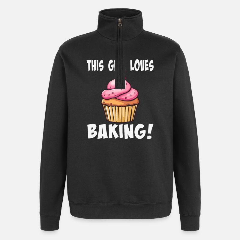 This girl loves baking cupcake - Quarter-Zip Sweatshirt - black
