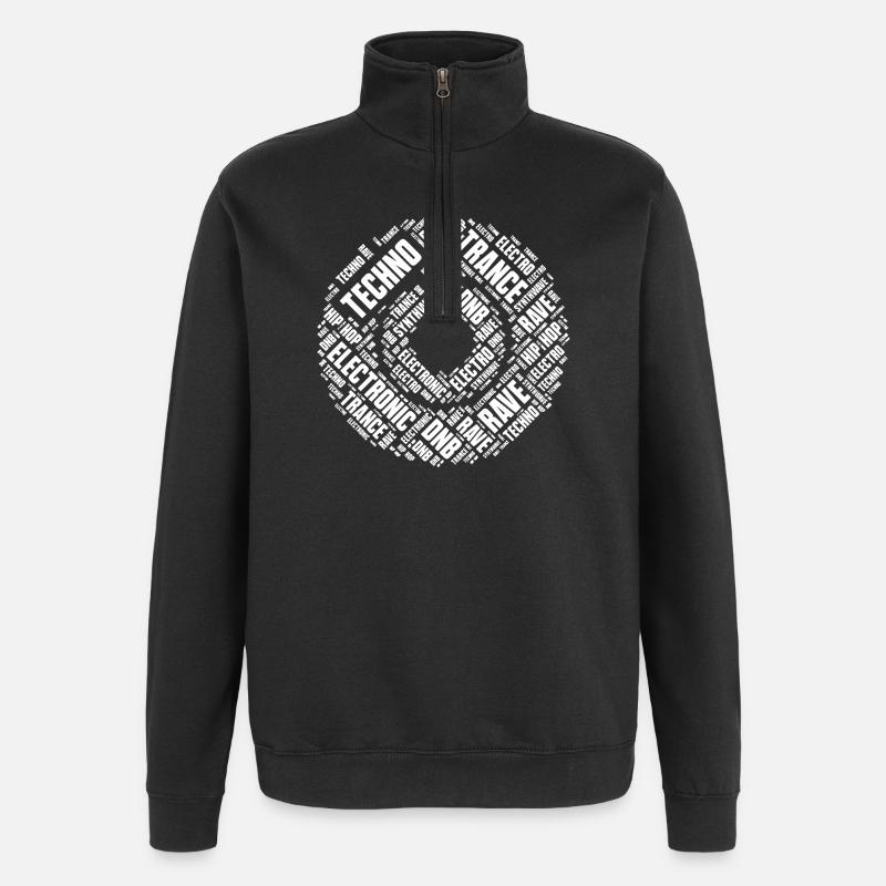 Techno Music Word Circle - Quarter-Zip Sweatshirt - black