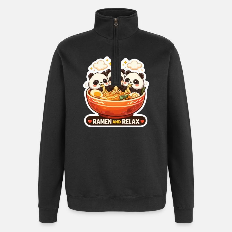Panda Ramen & Relax Trio - Sweat à zip 1/4 - noir