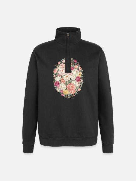 Pastel Blossom Oval Rose Bouquet - Quarter-Zip Sweatshirt - black