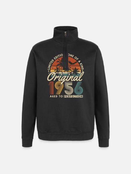 Original 1956 Vintage Vintage Birthday Gift - Quarter-Zip Sweatshirt - black