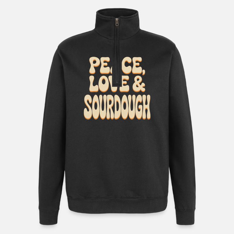Frieden, Liebe und Sauerteig - Quarter-Zip-Sweatshirt - Schwarz