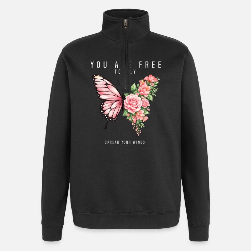 Inspiring butterfly fan graphic - Quarter-Zip Sweatshirt - black