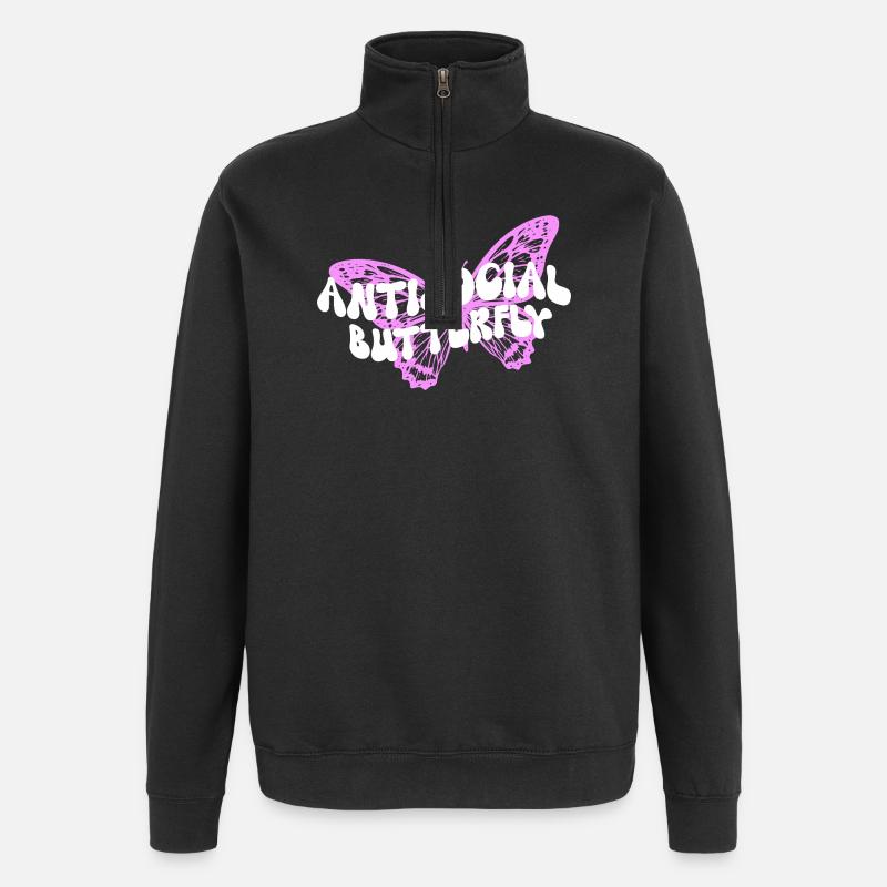 Inspiring butterfly fan graphic - Quarter-Zip Sweatshirt - black