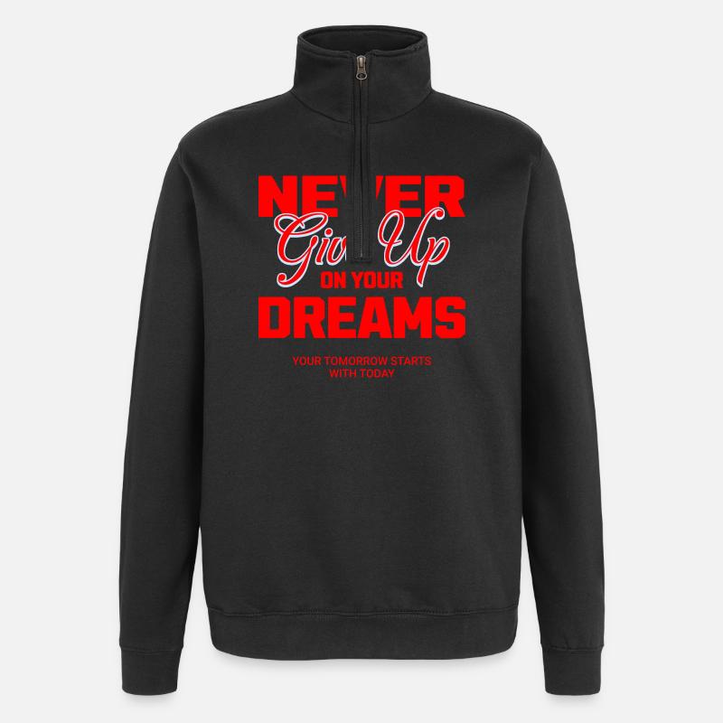 Never give up - Quarter-Zip Sweatshirt - black