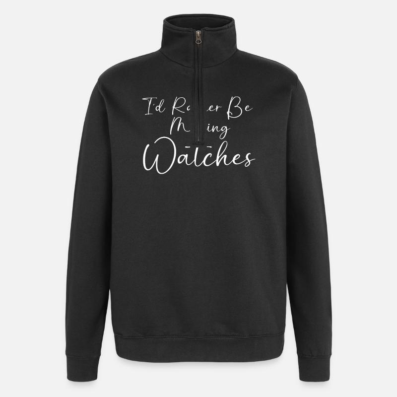 Clockwork Clock - Quarter-Zip Sweatshirt - black