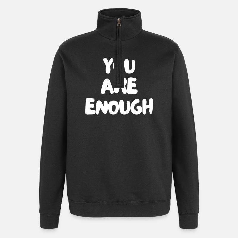 Du bist genug - Quarter-Zip-Sweatshirt - Schwarz