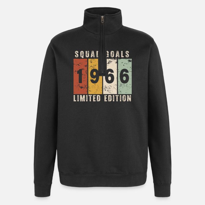 anniversaire 1966 - 60 ans - Sweat à zip 1/4 - noir