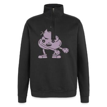 Lustiger Kackhaufen tanzt - Quarter-Zip-Sweatshirt - Schwarz - Vorne - AI Model Female 172 light (172cm) & AI Model Male 178 dark (178cm)