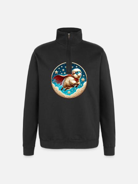 Sheep Superhero Sheep Wool Hero - Quarter-Zip Sweatshirt - black