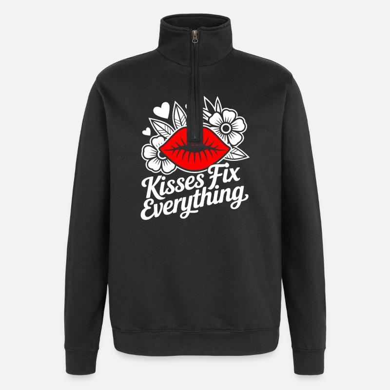 Küsse heilen alles - Quarter-Zip-Sweatshirt - Schwarz