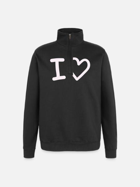 i_love - Sweat à zip 1/4 - noir