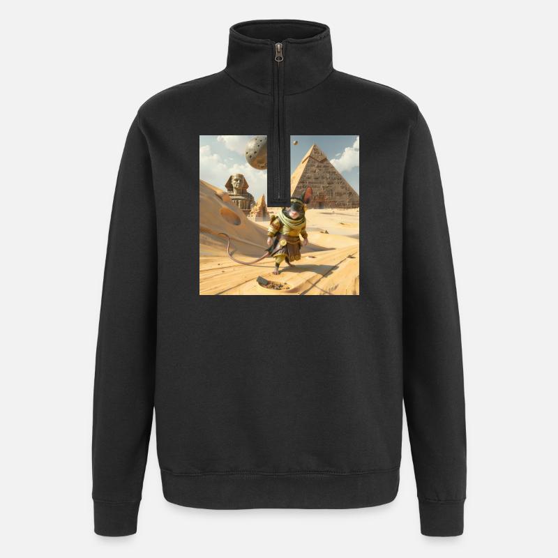 Adventurous Rat in Egypt - Quarter-Zip Sweatshirt - black