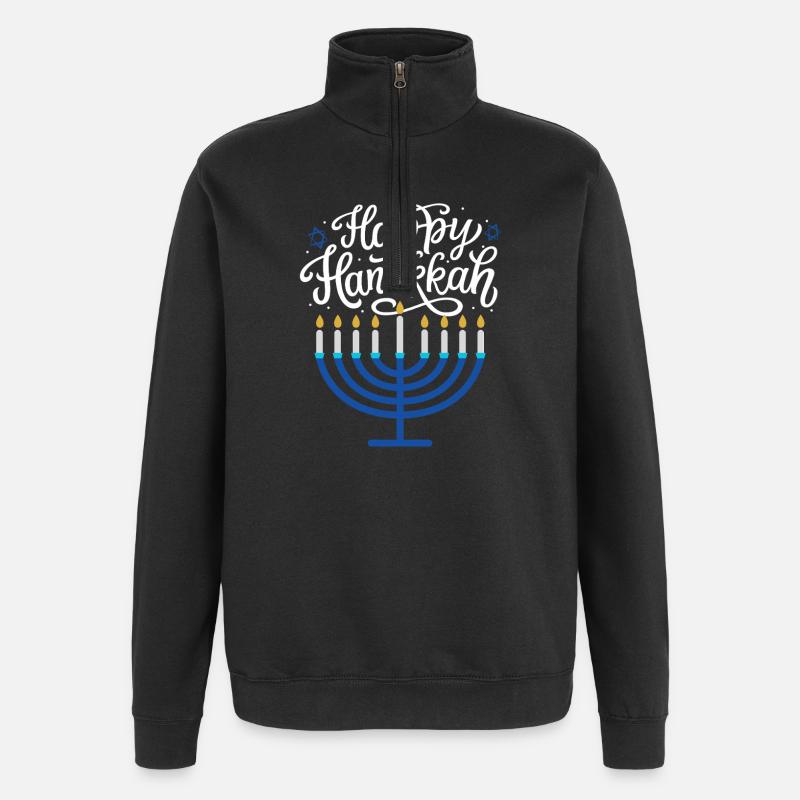 Joyeux Menorah de Hanoucca - Sweat à zip 1/4 - noir