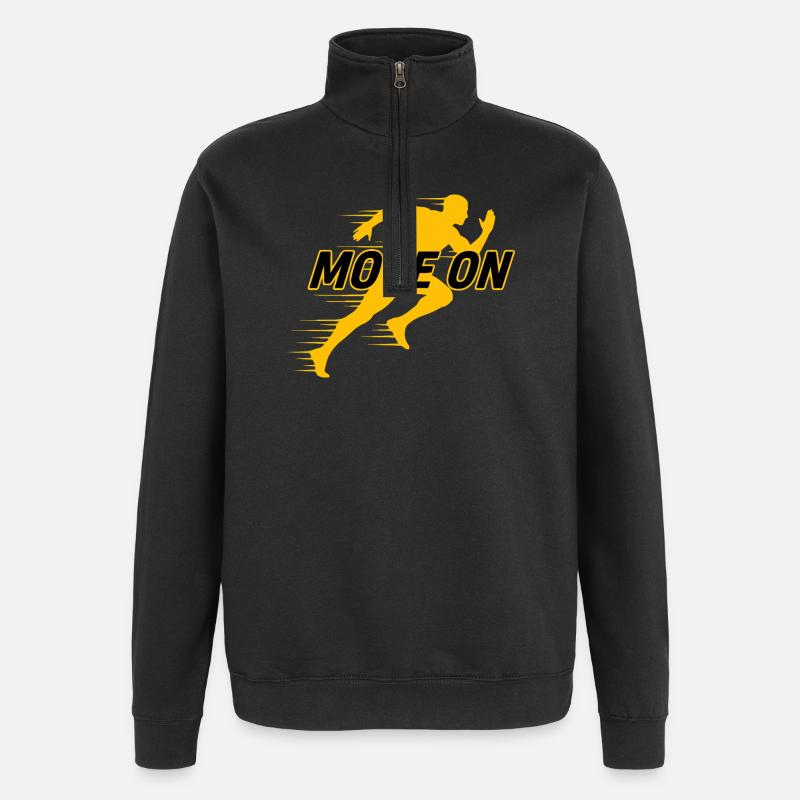 Move On Motivation Runner Silhouette T-Shirt - Quarter-Zip Sweatshirt - black